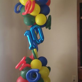 Party Blitz - Gorgeous, colorful 10th birthday column for my nephew! - Balloon Services Near Me