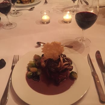 Crave Culinary Arts - Wagyu beef steak with Parmesan cracker, Brussel sprouts and mushrooms-delicious! - Personal Chefs Near Me