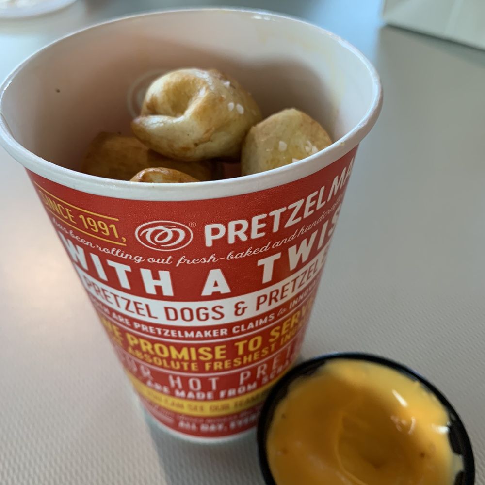 Pretzel bites with nacho cheese