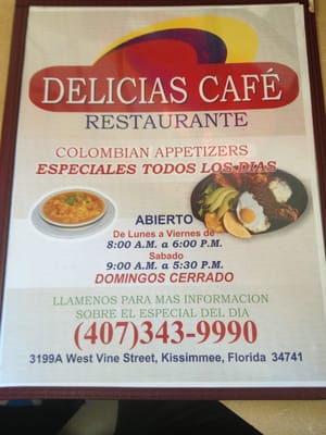 Menu photo 5 Delicias Cafe Kissimmee, FL
