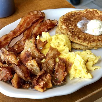 Tupelo Honey - Scrambled Eggs, Bacon, Potato Cracklins with Parmesan & Rosemary, & Sweet Potato Pancakes - Southern Near Me - Franklin, Tennessee Tupelo Honey - Scrambled Eggs, Bacon, Potato Cracklins with Parmesan & Rosemary, & Sweet Potato Pancakes - Southern Near Me - Franklin, Tennessee