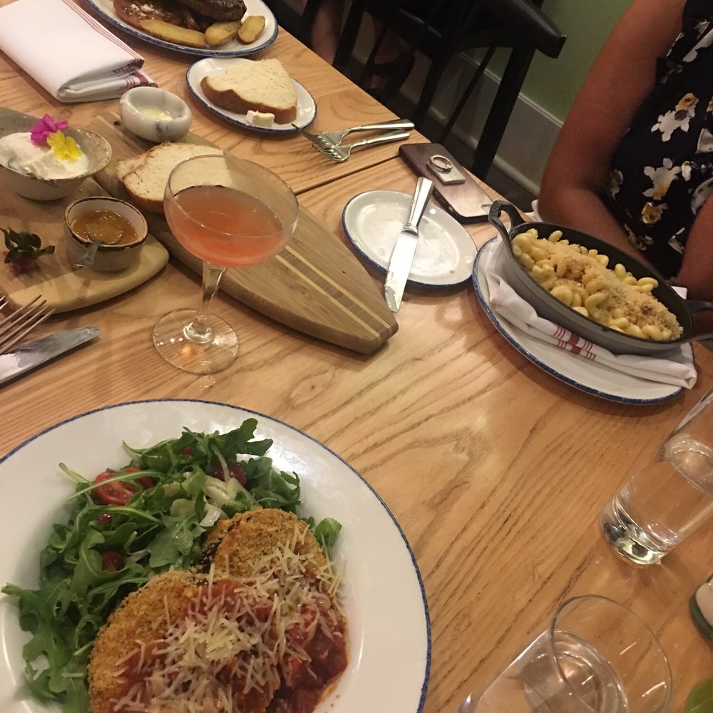 22 Square Restaurant - Yummy! Mac and cheese, steak, and breaded eggplant platters! - American Near Me - Savannah, Georgia