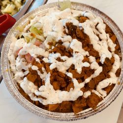 King Gyro - Chicken Lamb mix platter with salad, and flavored Rice with savory white sauce