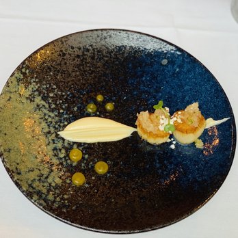Mucca Osteria - My favorite part of the meal - scallops with onion relish, parmesan cream and saffron gel. - Italian Near Me - Portland, Oregon Mucca Osteria - My favorite part of the meal - scallops with onion relish, parmesan cream and saffron gel. - Italian Near Me - Portland, Oregon