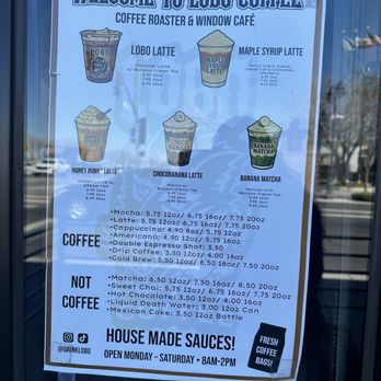 Lobo Roastery & Window Cafe - Menu as of March 2026 - Coffee Roasteries Near Me - Lancaster, California Lobo Roastery & Window Cafe - Menu as of March 2026 - Coffee Roasteries Near Me - Lancaster, California