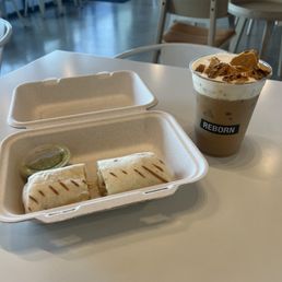 bacon burrito & Hokey Pokey Latte bacon burrito & Hokey Pokey Latte