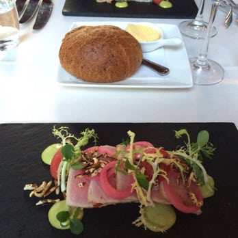 Restaurant De Gelegenheid - vorspeise: Schwertfisch-Sashimi, eingelegte Rote Zwiebeln&Cherry Tomaten, gepufftem kanadischem Reis&selbst gebackenem Brot u.a. - Restaurants Near Me - Roermond, LI Restaurant De Gelegenheid - vorspeise: Schwertfisch-Sashimi, eingelegte Rote Zwiebeln&Cherry Tomaten, gepufftem kanadischem Reis&selbst gebackenem Brot u.a. - Restaurants Near Me - Roermond, LI