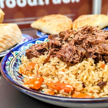 Navat - a plate of food with meat and rice - Halal Near Me - Valley Village, California Navat - a plate of food with meat and rice - Halal Near Me - Valley Village, California