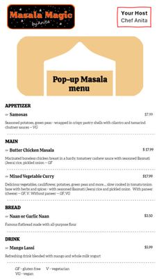 Menu photo 1 Masala Magic by Anita Elk Rapids, MI Menu photo 1 Masala Magic by Anita Elk Rapids, MI