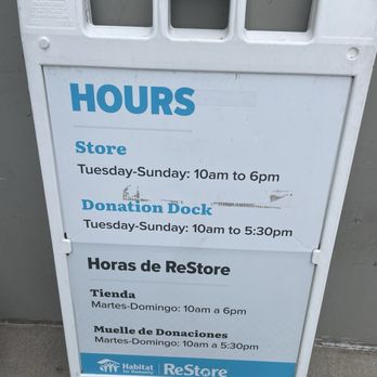 Habitat ReStore Arvada - Hours. Starting in July they are open Mondays as well - Home Decor Near Me - Arvada, Colorado