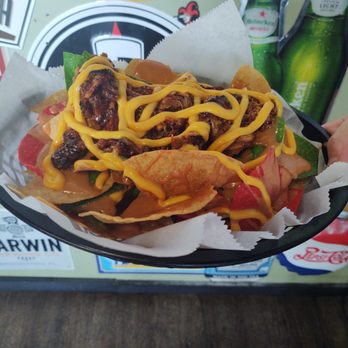 Brewburgers - Nachos with pulled pork. Yum yum! - American Near Me - Kenneth City, Florida Brewburgers - Nachos with pulled pork. Yum yum! - American Near Me - Kenneth City, Florida
