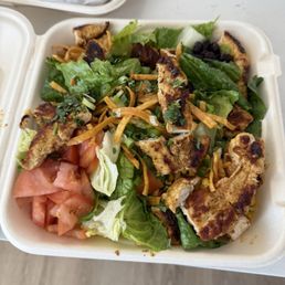 This is supposedly a bbq chicken salad. Look at their photos they use to advertise it. Horrible, dishonest business.