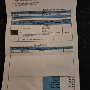 Burland Jewelry Center - Bill for repair - Jewelry Near Me - Phoenix, Arizona Burland Jewelry Center - Bill for repair - Jewelry Near Me - Phoenix, Arizona