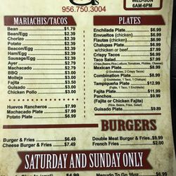 MG’s - Menu