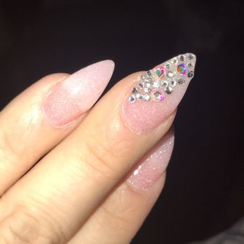 Poshe Nails & Spa - Left side of Swarovski crystal and overall shape of nails - Nail Salons Near Me - Richardson, Texas
