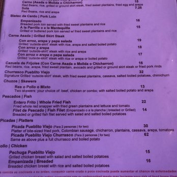 Pueblito Viejo - Second glimpse of the menu - Colombian Near Me - Miami, Florida Pueblito Viejo - Second glimpse of the menu - Colombian Near Me - Miami, Florida