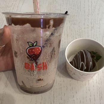 Chocolate Bash - Ferrero Rocher Shake with Chocolate Hardshell, so good we devoured it before we could take a picture - Desserts Near Me - Orange, California Chocolate Bash - Ferrero Rocher Shake with Chocolate Hardshell, so good we devoured it before we could take a picture - Desserts Near Me - Orange, California