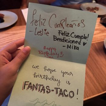Jajaja Mexicana - handwritten card from staff - Mexican Near Me - Miami, Florida Jajaja Mexicana - handwritten card from staff - Mexican Near Me - Miami, Florida