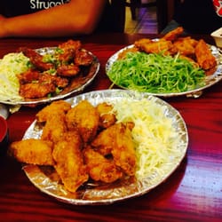 Sesame chicken, green onion & the regular chicken