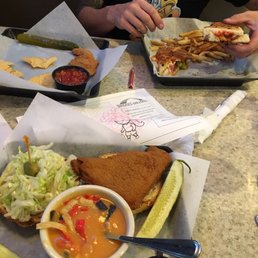 Kids chicken, Italian Panini, fish sandwich and tortilla soup. Kids chicken, Italian Panini, fish sandwich and tortilla soup.