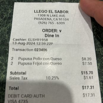 Llego El Sabor - Good deal and I love pupusas chicken and beans and cheese. So good price and worth it. - Mexican Near Me - Pasadena, California
