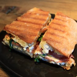 Panini with ham and goat cheese