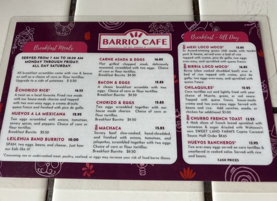 Menu photo 5 Barrio Cafe Wahiawa, HI Menu photo 5 Barrio Cafe Wahiawa, HI