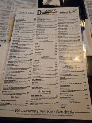Menu photo 1 Delaney's Irish Pub & Grill Cape May, NJ Menu photo 1 Delaney's Irish Pub & Grill Cape May, NJ