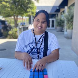 San Diego Center for the Blind - SD center for the Blind student utilizing her tactile map to help her plan a route from the bus stop to Starbucks!