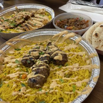 Halal House - Kafta platter, pita and fried eggplant, & grilled chicken platter. - Mediterranean Near Me - Las Vegas, Nevada Halal House - Kafta platter, pita and fried eggplant, & grilled chicken platter. - Mediterranean Near Me - Las Vegas, Nevada
