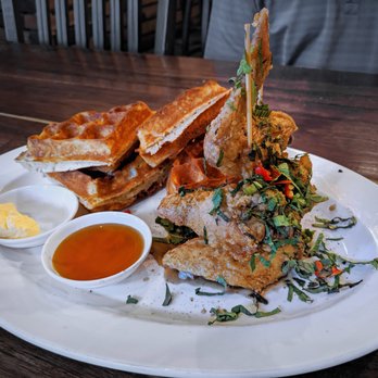 Nue - Chengdu chicken and waffle - Tapas/Small Plates Near Me - Seattle, Washington Nue - Chengdu chicken and waffle - Tapas/Small Plates Near Me - Seattle, Washington