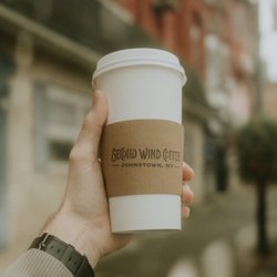 Second Wind Coffee - Cup of coffee outside Second Wind Coffee