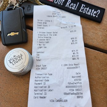 Lost Pier Cafe - Receipt - Cafes Near Me - Laguna Beach, California