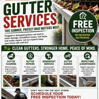 Kirby Kerns Contractors - Don't let clogged gutters damage your home. Keep water flowing and your home protected all year long. Now including a Free Roof Inspection! - Roofing Near Me Kirby Kerns Contractors - Don't let clogged gutters damage your home. Keep water flowing and your home protected all year long. Now including a Free Roof Inspection! - Roofing Near Me