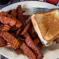 Country Side Diner - Extra brown sweet potato fries and Philly
