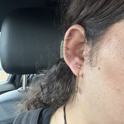 Bison Tattoos and Piercings - Upper lobe piercing (may) with the lower helix I did a year ago