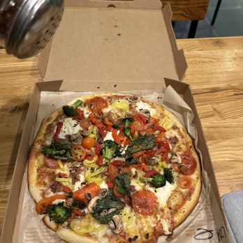 Blaze Pizza - Build Your Own Pizza (11-inch) - mix of red sauce and garlic pesto. So good! - Pizza Near Me - Garden Grove, California Blaze Pizza - Build Your Own Pizza (11-inch) - mix of red sauce and garlic pesto. So good! - Pizza Near Me - Garden Grove, California