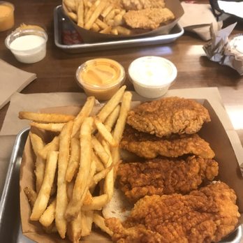 Holdaak Fried Chicken - 5 piece combo Original and 5 piece combo Spicy (i already ate a spicy strip before i took the pic) - Chicken Shop Near Me - Orange, California Holdaak Fried Chicken - 5 piece combo Original and 5 piece combo Spicy (i already ate a spicy strip before i took the pic) - Chicken Shop Near Me - Orange, California