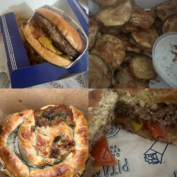 Pita GR - GR Burger, zucchini chips and spanikopita (did I spell that right?) Greek spinach pie. Yum On All! 10/10 - Mediterranean Near Me - Downey, California