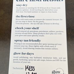 The Glow Lounge - After care instructions