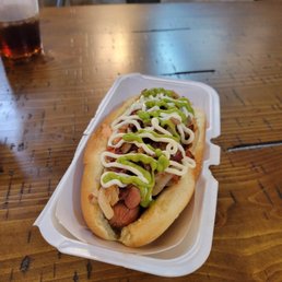 Hot dog without the beans.
