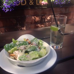 Ceasar salad and soda lime, yum
