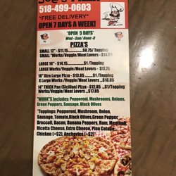 Joe's Pizza - Menu as of July 2022