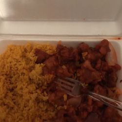 Top's China Restaurant - Why is the rice yellow and chicken red?