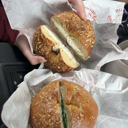 Rosemary Bagel with Scallion cream cheese and the Italian Stallion Rosemary Bagel with Scallion cream cheese and the Italian Stallion