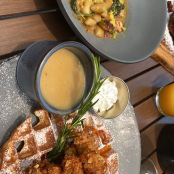 Copper Vine Inn - Chicken and waffle; SMALL - Crawfish & Andouille Gnocchi - Wine Bars Near Me - New Orleans, Louisiana Copper Vine Inn - Chicken and waffle; SMALL - Crawfish & Andouille Gnocchi - Wine Bars Near Me - New Orleans, Louisiana