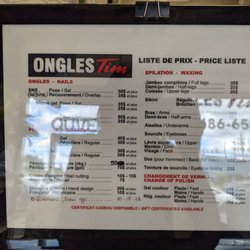Ongles Tim - Prices Sept 2021