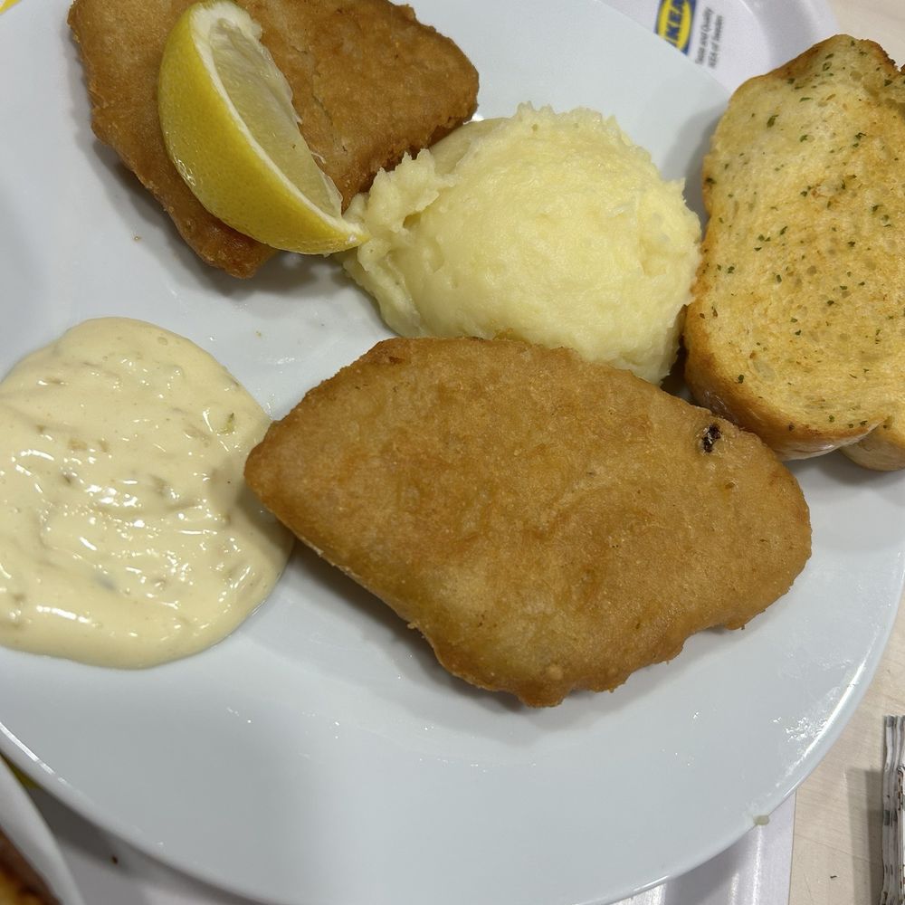 Ikea - Haddock & Mash with a side of garlic bread - American Near Me - Edmonton, Alberta