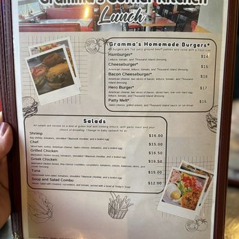 Grammas Corner Kitchen - Lunch menu/March 2026 - Burgers Near Me - Milwaukie, Oregon