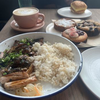 Kasama - Chicken adobo, ube latte, breakfast sandwich, ube huckleberry pastry, blueberry muffin, & poppyseed pastry - Filipino Near Me - Chicago, Illinois Kasama - Chicken adobo, ube latte, breakfast sandwich, ube huckleberry pastry, blueberry muffin, & poppyseed pastry - Filipino Near Me - Chicago, Illinois